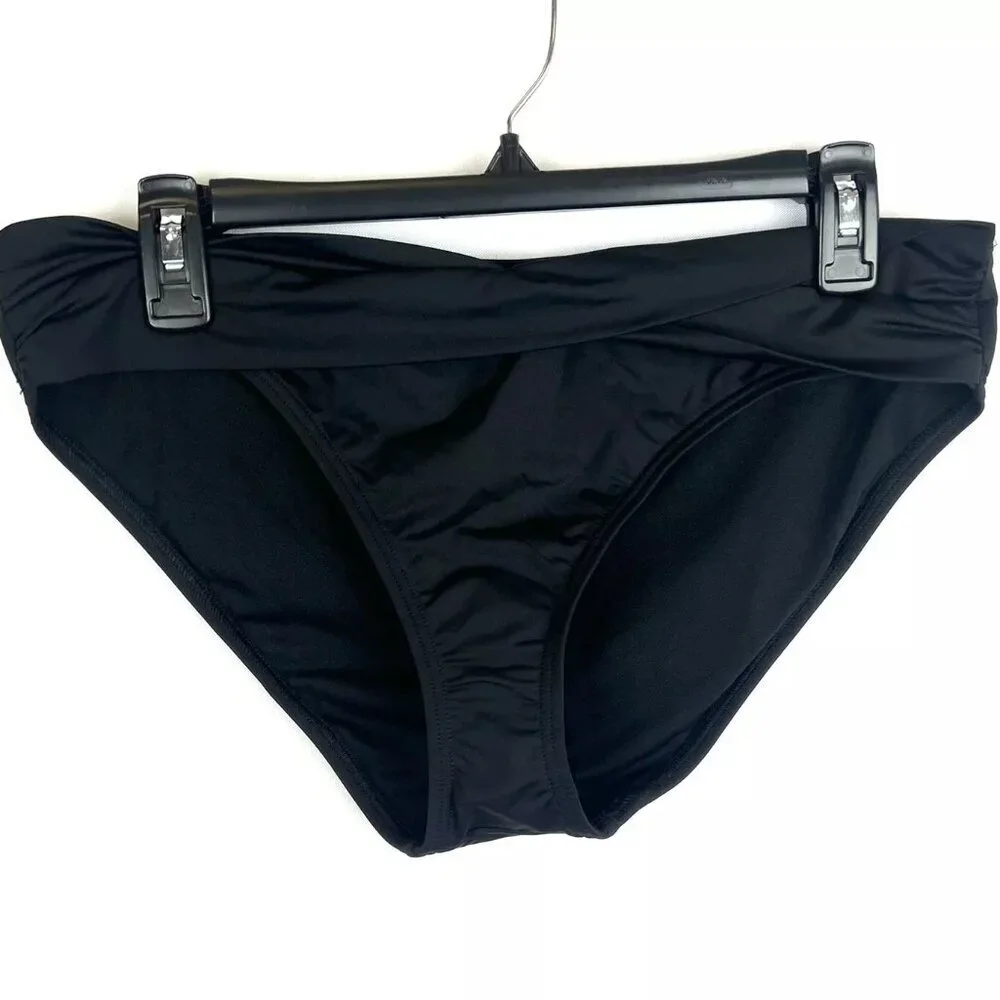 Tommy Bahama Women’s Black Twist Front Brief Bikini Bottom Size 14